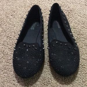 Black studded flats Carlos Santana